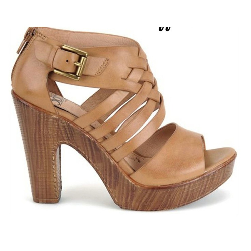 Sofft Shoes Ohanna Brown Leather Strappy Heel Sandals Women's Size 6.5 Chunky